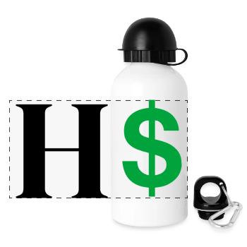 Buchstabe h Dollar - Panorama Trinkflasche mit Deckel 500 ml - Weiß - Vorne