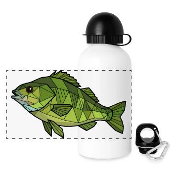 Geometrischer Flussbarsch Low Poly - Panorama Trinkflasche mit Deckel 500 ml - Weiß - Vorne