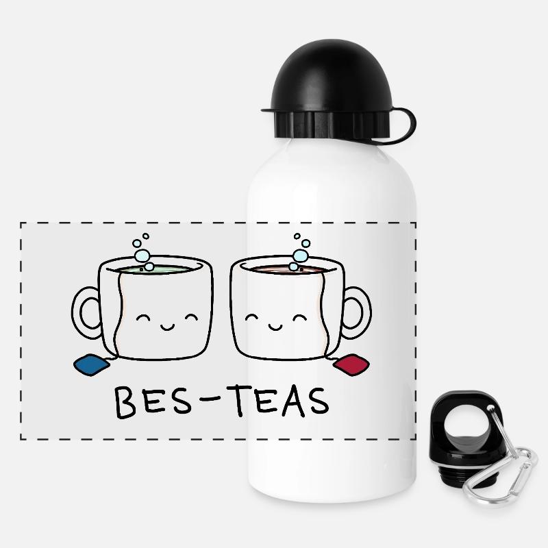 Bes-Teas – Funny Tea Pun Design - Panoramic Thermal Bottle with Lid 500 ml - white