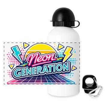 Neon Generation Retro Vibe - Panoramic Thermal Bottle with Lid 500 ml - white - Front