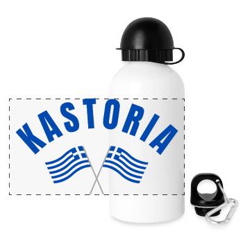 Kastoria Griechische Flaggen - Panorama Trinkflasche mit Deckel 500 ml - Weiß - Vorne