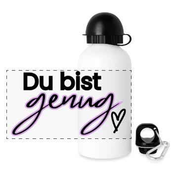 Du bist genug - Panorama Trinkflasche mit Deckel 500 ml - Weiß - Vorne
