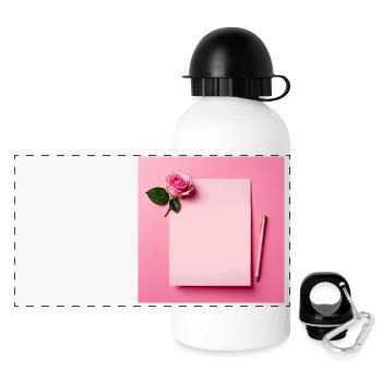 Rosa Brief Hintergrund - Panorama Trinkflasche mit Deckel 500 ml - Weiß - Vorne