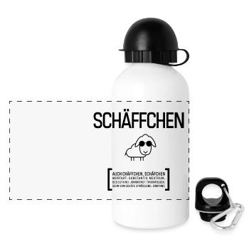 SCHÄFFCHEN SCHÄFF CHEF BOSS Geschenkidee - Panorama Trinkflasche mit Deckel 500 ml - Weiß - Vorne