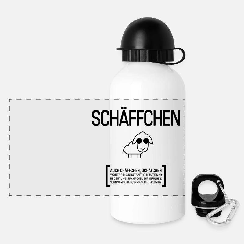 SCHÄFFCHEN SCHÄFF CHEF BOSS Geschenkidee - Panorama Trinkflasche mit Deckel 500 ml - Weiß