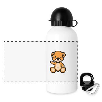 Pixel Bear Neon Orange - Gourde panoramique avec couvercle 500 ml - blanc - Devant