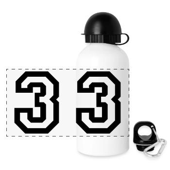 Number - 33 - Thirty Three - Panoramic Thermal Bottle with Lid 500 ml - white - Front