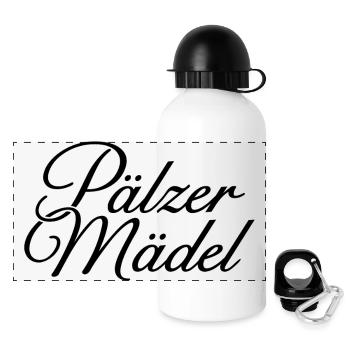 Pälzer Mädel Klassik (Schwarz) Pfalz - Panorama Trinkflasche mit Deckel 500 ml - Weiß - Vorne