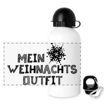 xmas outfit design Stern Schneeflocke Weihnachten - Panorama Trinkflasche mit Deckel 500 ml - Weiß - Vorne