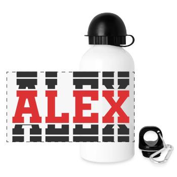 Alex t-shirt stacked text gift t-shirt - Panoramic Thermal Bottle with Lid 500 ml - white - Front