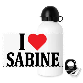 T-Shirt I love Sabine T-Shirt Geschenkidee - Panorama Trinkflasche mit Deckel 500 ml - Weiß - Vorne