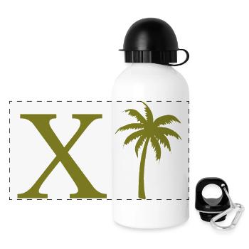 Buchstabe x Grüne Palme - Panorama Trinkflasche mit Deckel 500 ml - Weiß - Vorne