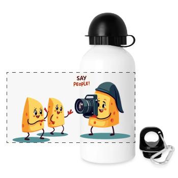 Sagen Menschen - Panorama Trinkflasche mit Deckel 500 ml - Weiß - Vorne