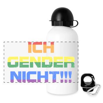 Ich gender nicht - Panorama Trinkflasche mit Deckel 500 ml - Weiß - Vorne