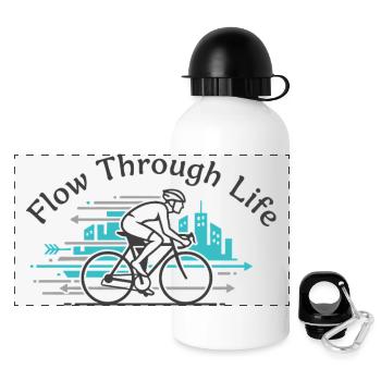 Flow Through Life - Panorama Trinkflasche mit Deckel 500 ml - Weiß - Vorne