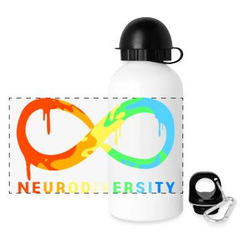 Neurodiversity Autismus Gehirn ADHS Asperger - Panorama Trinkflasche mit Deckel 500 ml - Weiß - Vorne