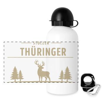 Proud Thuringian – Wald & Hirsch Design - Panoramic Thermal Bottle with Lid 500 ml - white - Front
