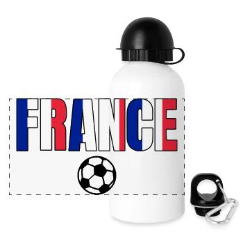Tricolor typography FRANCE Supporter FOOT - Panoramic Thermal Bottle with Lid 500 ml - white - Front