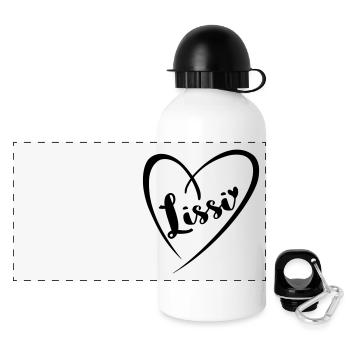 Lissi nom prénom dans le cadre du coeur - Gourde panoramique avec couvercle 500 ml - blanc - Devant