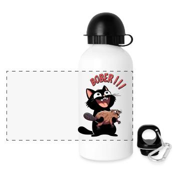 L’hyper chat crie « Bober !! » - Animal freak out - Gourde panoramique avec couvercle 500 ml - blanc - Devant