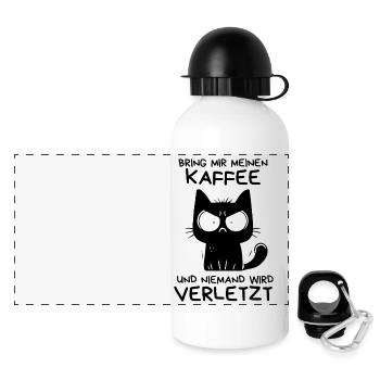 Ich hasse alles und jeden – schwarze Katze - Panorama Trinkflasche mit Deckel 500 ml - Weiß - Vorne