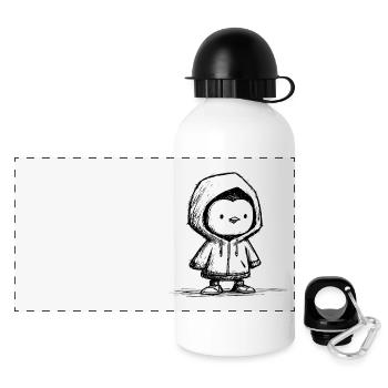 Kawaii Pinguin Hoodie Skizze – süßes Motiv - Panorama Trinkflasche mit Deckel 500 ml - Weiß - Vorne