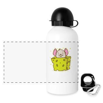Souris dans Fromage, Animal De Compagnie, Fromage, Mammifère - Gourde panoramique avec couvercle 500 ml - blanc - Devant
