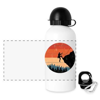 Un alpiniste gravit la montagne en haut de la forêt - Gourde panoramique avec couvercle 500 ml - blanc - Devant