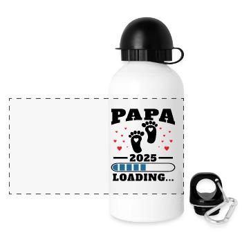 Papa 2025 Drôle Cadeau de Fête des Pères Femmes Enceintes - Gourde panoramique avec couvercle 500 ml - blanc - Devant