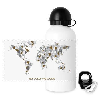 refugees welcome - Panorama Trinkflasche mit Deckel 500 ml - Weiß - Vorne