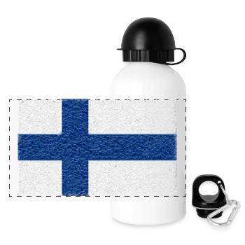 cristal drapeau Finlande - Gourde panoramique avec couvercle 500 ml - blanc - Devant