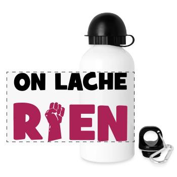 On lâche rien ! - Gourde panoramique avec couvercle 500 ml - blanc - Devant