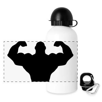 Bodybuilding - Panorama Trinkflasche mit Deckel 500 ml - Weiß - Vorne