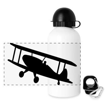 flugzeug luftfahrt doppeldecker - Panorama Trinkflasche mit Deckel 500 ml - Weiß - Vorne