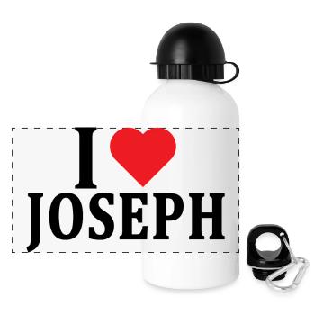 Name T-Shirt I love Joseph T-Shirt Geschenkidee - Panorama Trinkflasche mit Deckel 500 ml - Weiß - Vorne