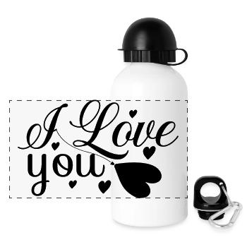 Ich liebe dich - Panorama Trinkflasche mit Deckel 500 ml - Weiß - Vorne