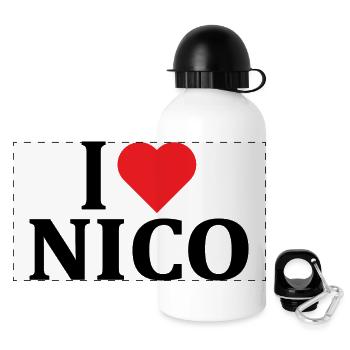 t-shirt I love Nico t-shirt gift idea - Panoramic Thermal Bottle with Lid 500 ml - white - Front