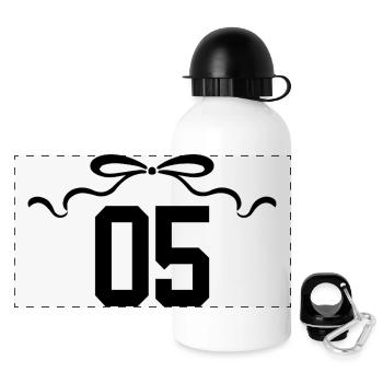 Number 5 Knot - 5th Anniversary - Panoramic Thermal Bottle with Lid 500 ml - white - Front
