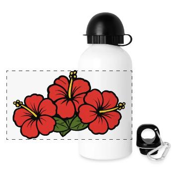 Fleurs d’hibiscus - Gourde panoramique avec couvercle 500 ml - blanc - Devant