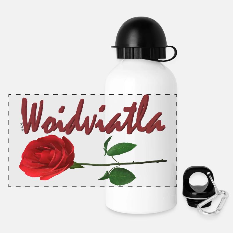 Waldviertler Rose - Panorama Trinkflasche mit Deckel 500 ml - Weiß