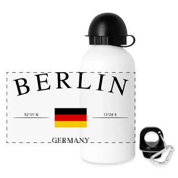 Berlin Deutschland – Urlaub Souvenir & Geschenk - Panorama Trinkflasche mit Deckel 500 ml - Weiß - Vorne