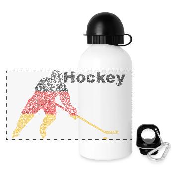 Flaggenfarben Eishockey Silhouette - Panorama Trinkflasche mit Deckel 500 ml - Weiß - Vorne