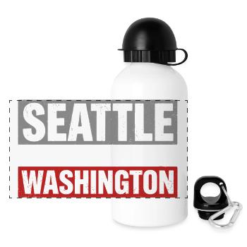 Souvenir de typographie rétro du ferry de Seattle Washington - Gourde panoramique avec couvercle 500 ml - blanc - Devant