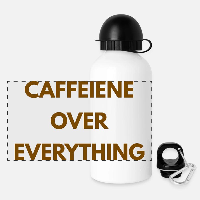 Caffeine Over Everything Minimal Coffee Design - Gourde panoramique avec couvercle 500 ml - blanc