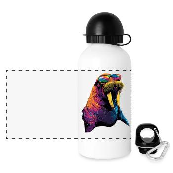 Walross Stoßzähne Robbe Wilde Pazifische Walrosse - Panorama Trinkflasche mit Deckel 500 ml - Weiß - Vorne