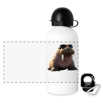 Walross Stoßzähne Robbe Wilde Pazifische Walrosse - Panorama Trinkflasche mit Deckel 500 ml - Weiß - Vorne