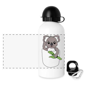 Koala in Brusttasche – süßes Tierdesign - Panorama Trinkflasche mit Deckel 500 ml - Weiß - Vorne