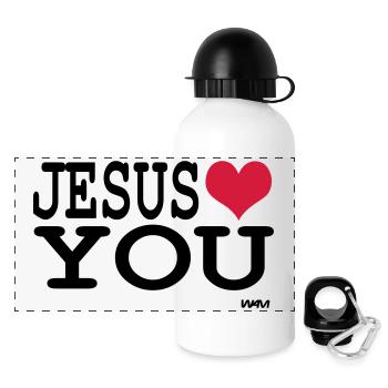 jesus loves you - Gourde panoramique avec couvercle 500 ml - blanc - Devant