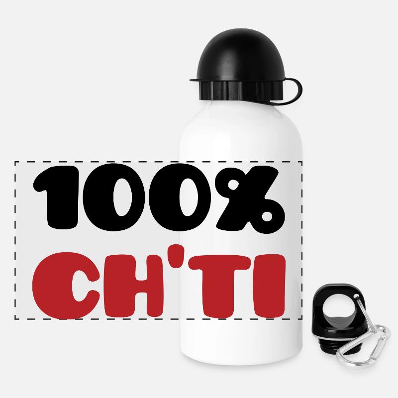 100% Ch'ti - Panoramic Thermal Bottle with Lid 500 ml - white