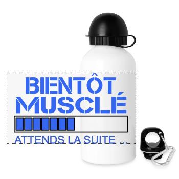Bientôt Musclé - Attends la Suite - Gourde panoramique avec couvercle 500 ml - blanc - Devant